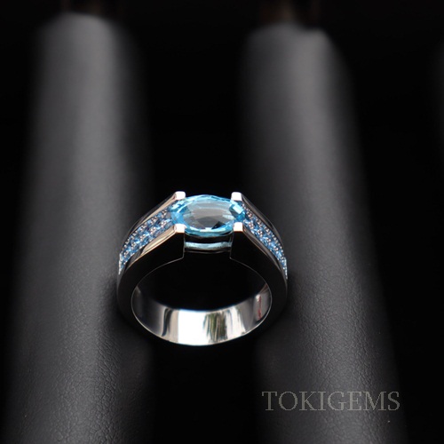 NHẪN BẠC ĐÁ CHỦ TOPAZ XANH